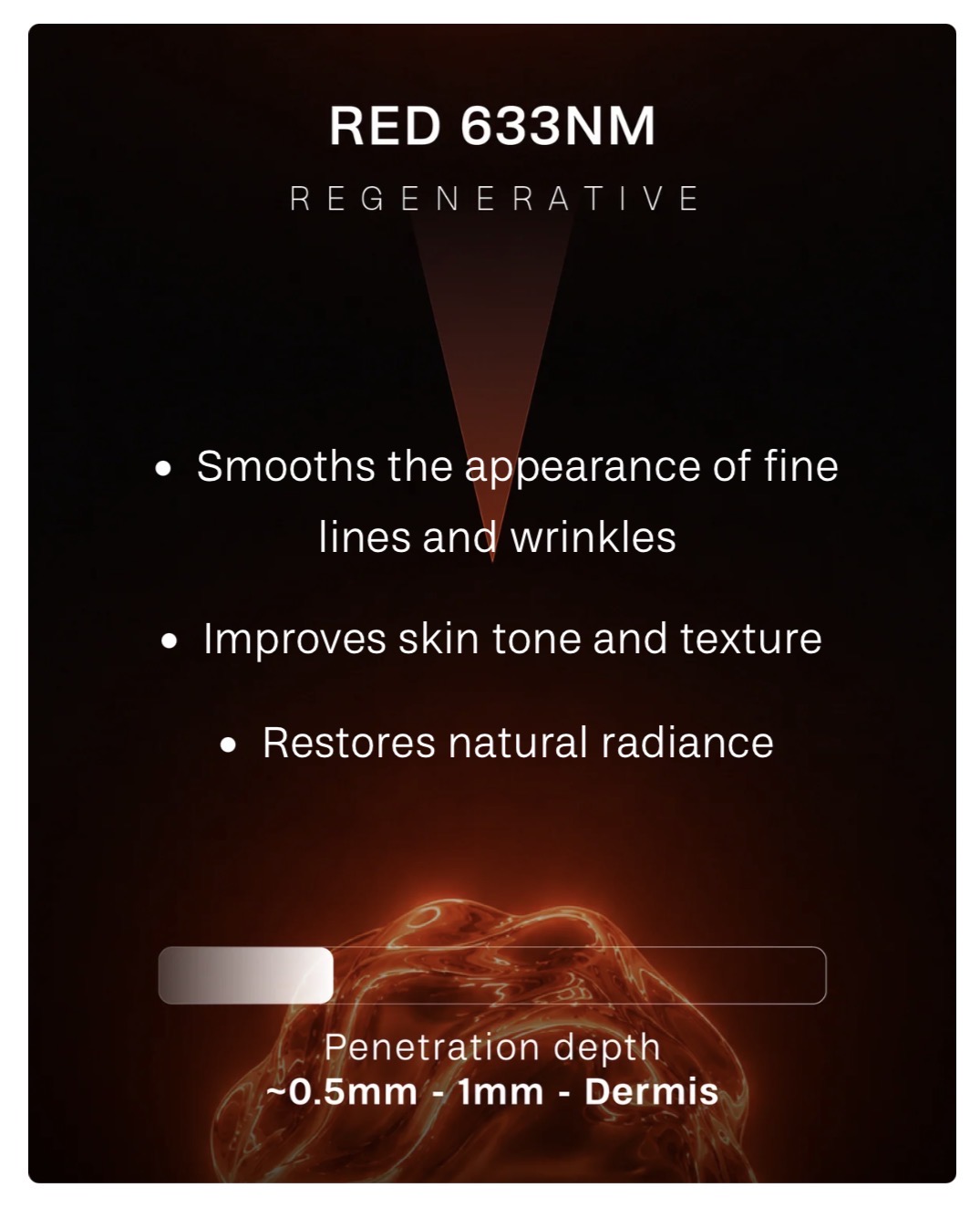 Dermalux 633nm red light penetration and visible skin benefits