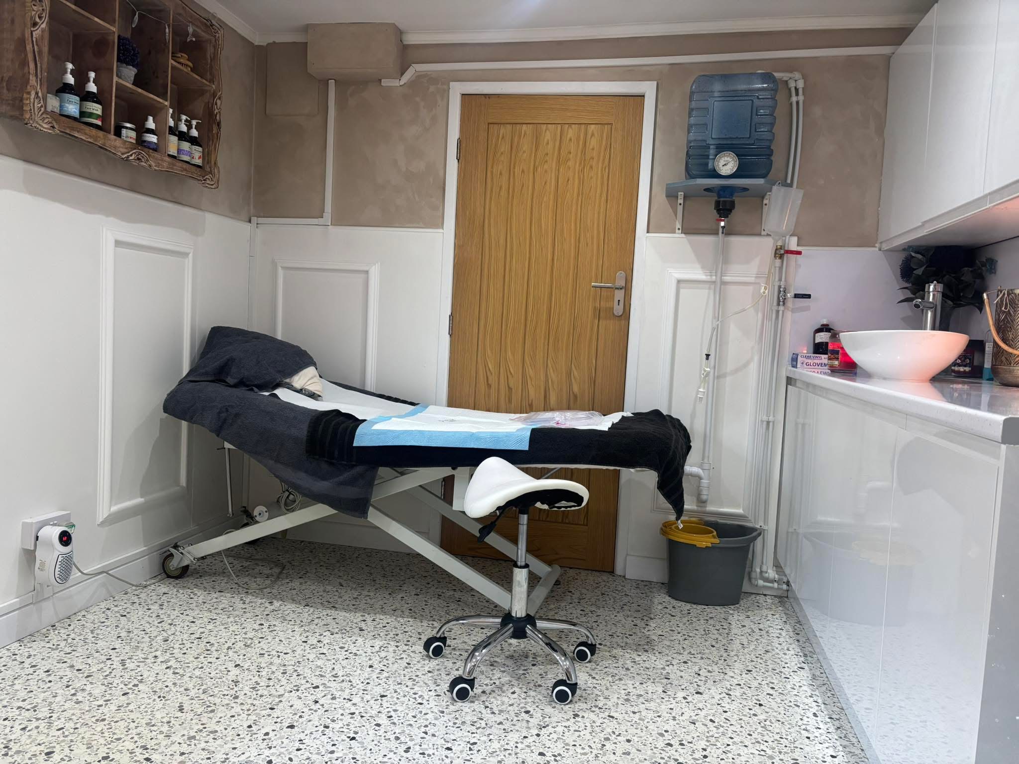 Kirsty's colonic hydrotherapy treatment room at VIP Cosmedics