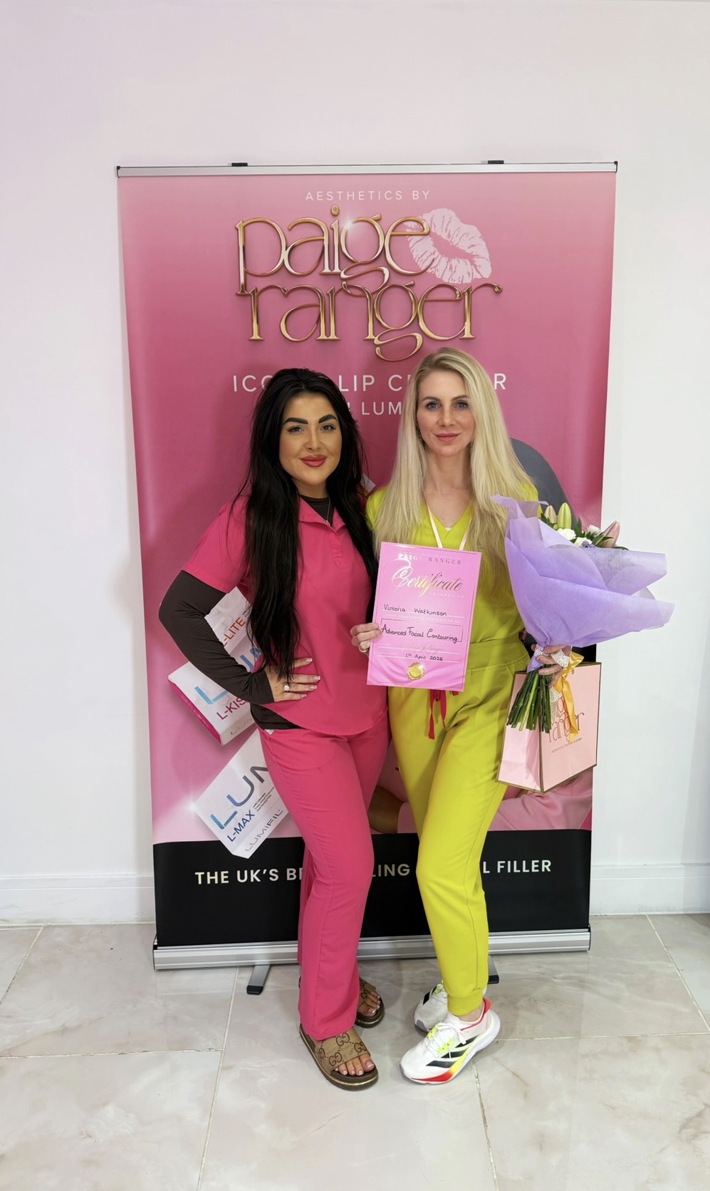 Victoria completing advanced full facial contouring education with Paige Ranger