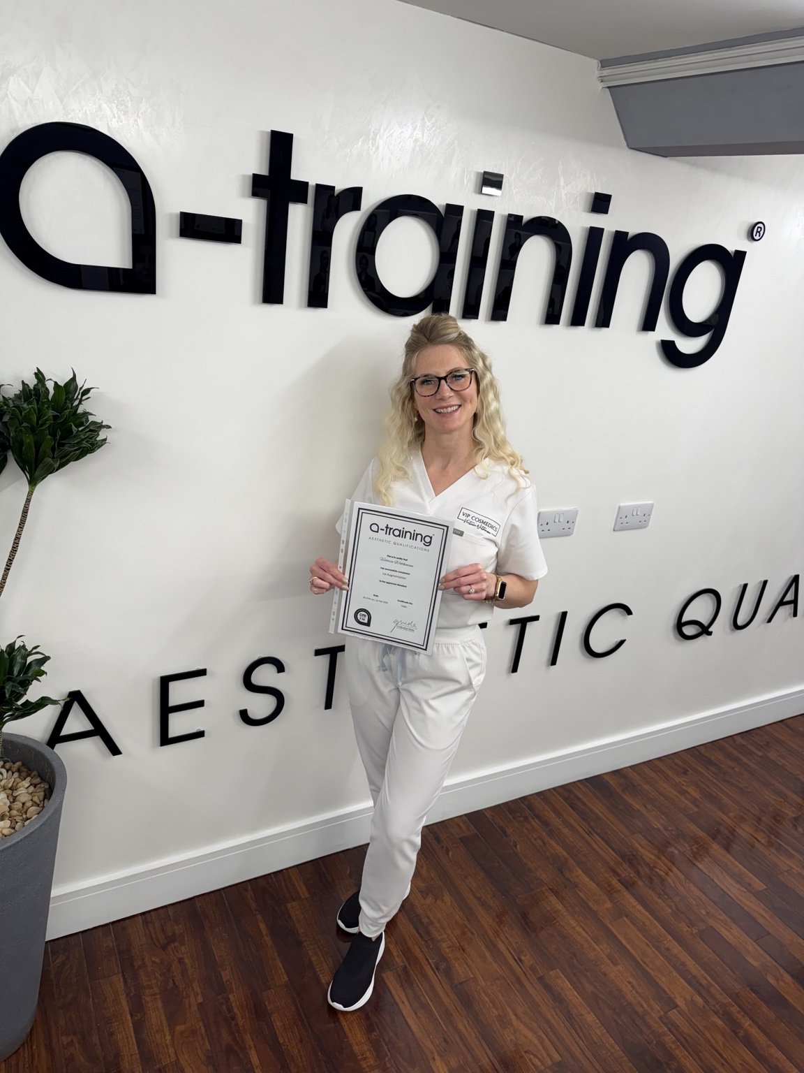 Victoria with an A-Training aesthetic qualification certificate
